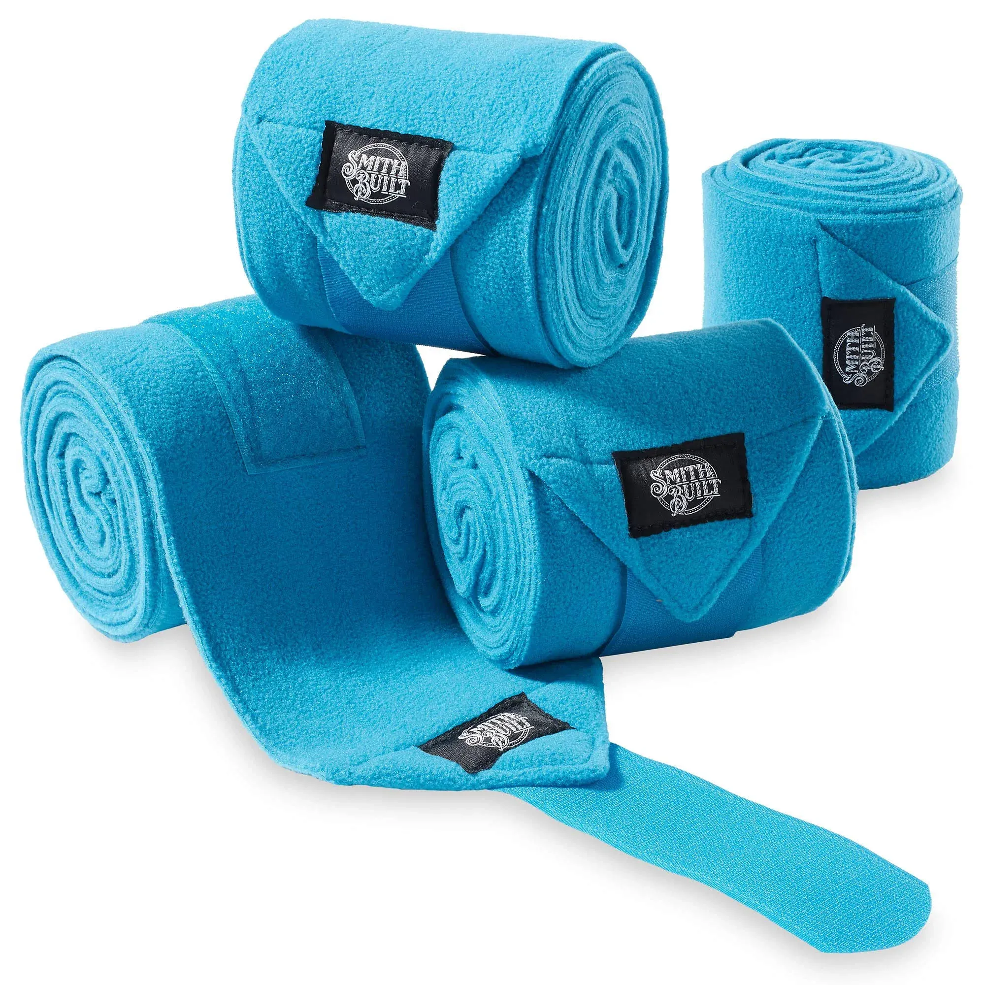 SmithBuilt Equine Fleece Polo Leg Wraps, Set of 4 Horse Bandages, Turquoise