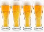 DU VINO USA Made Nucleated Pilsner Glasses- Etched Beer Glass for Better Head Retention, Aroma and Flavor - 16 oz Craft Beer Glasses for Beer Drinking Bliss - 4 Pack