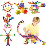 Kids Building Blocks STEM Toys, 120 PCS Plastic Gear Interlocking Sets That B...