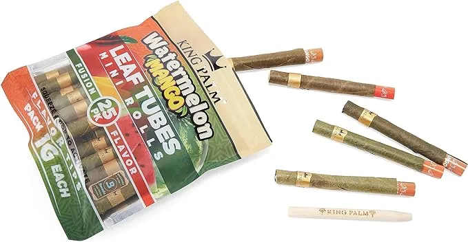 King Palm Mini Prerolled Cones - All Natural Preroll Palm Leaf Cone - Corn Husk Filter Tip - Organic Per Rolled Palm Leaf Wraps - 25 Cones per Pack - (Watermelon Mango, 1 Pack, 25 Cones)