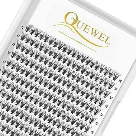 QUEWEL Cluster Lashes 240Pcs Individual Lashes 20D 0.07D Curl 12mm Knot-Free ...