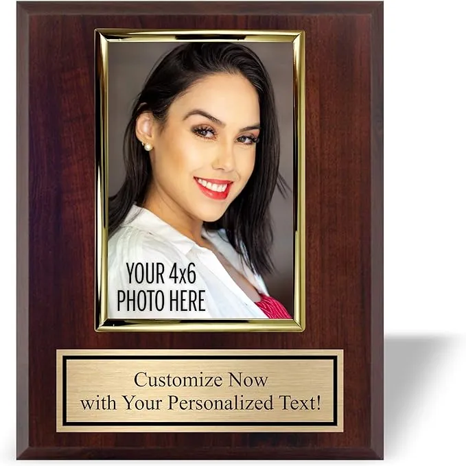 Personalized 8x10 Photo Plaque with 4x6 Vertical Picture Holder - Add Your Photo - Customize Now