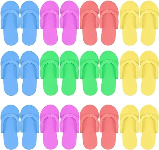 Hysagtek 12 Pairs Disposable Slippers Shower Sand Pedicure Beach Light Weight ...