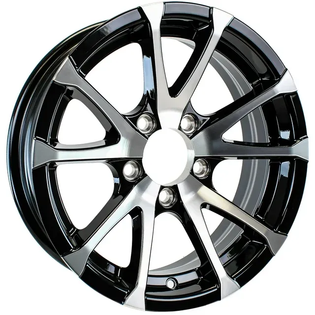 Aluminum Boat Camper Trailer Rim Wheel 5 Lug 14 in. Avalanche V-Spoke/Black