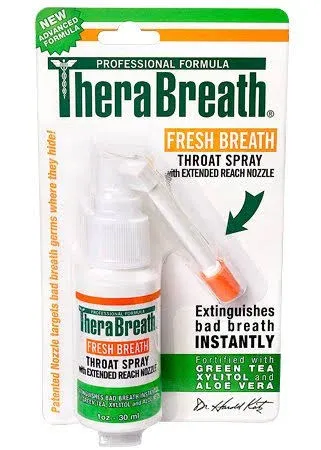 TheraBreath Fresh Breath Throat Spray with Green Tea Xylitol & Aloe Vera 1 fl oz(Pack of 6)