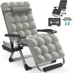 Slendor Zero Gravity Chairs 26InPadded Zero Gravity Lounge Chair with Headres...