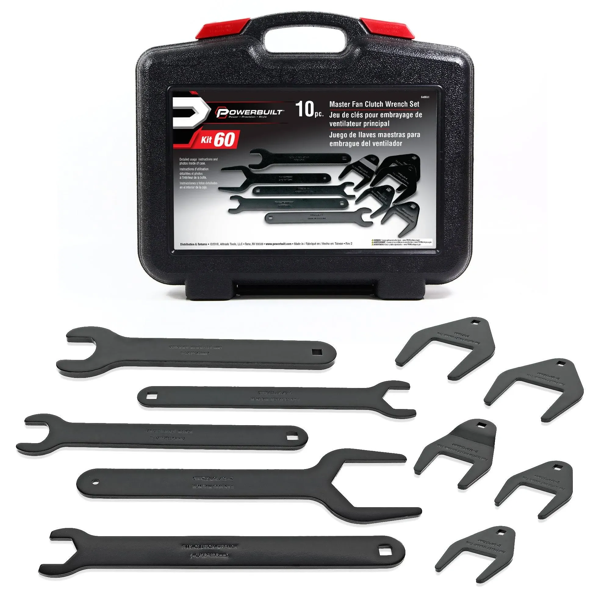 Powerbuilt 648651 10 Piece Fan Clutch Wrench Master Kit