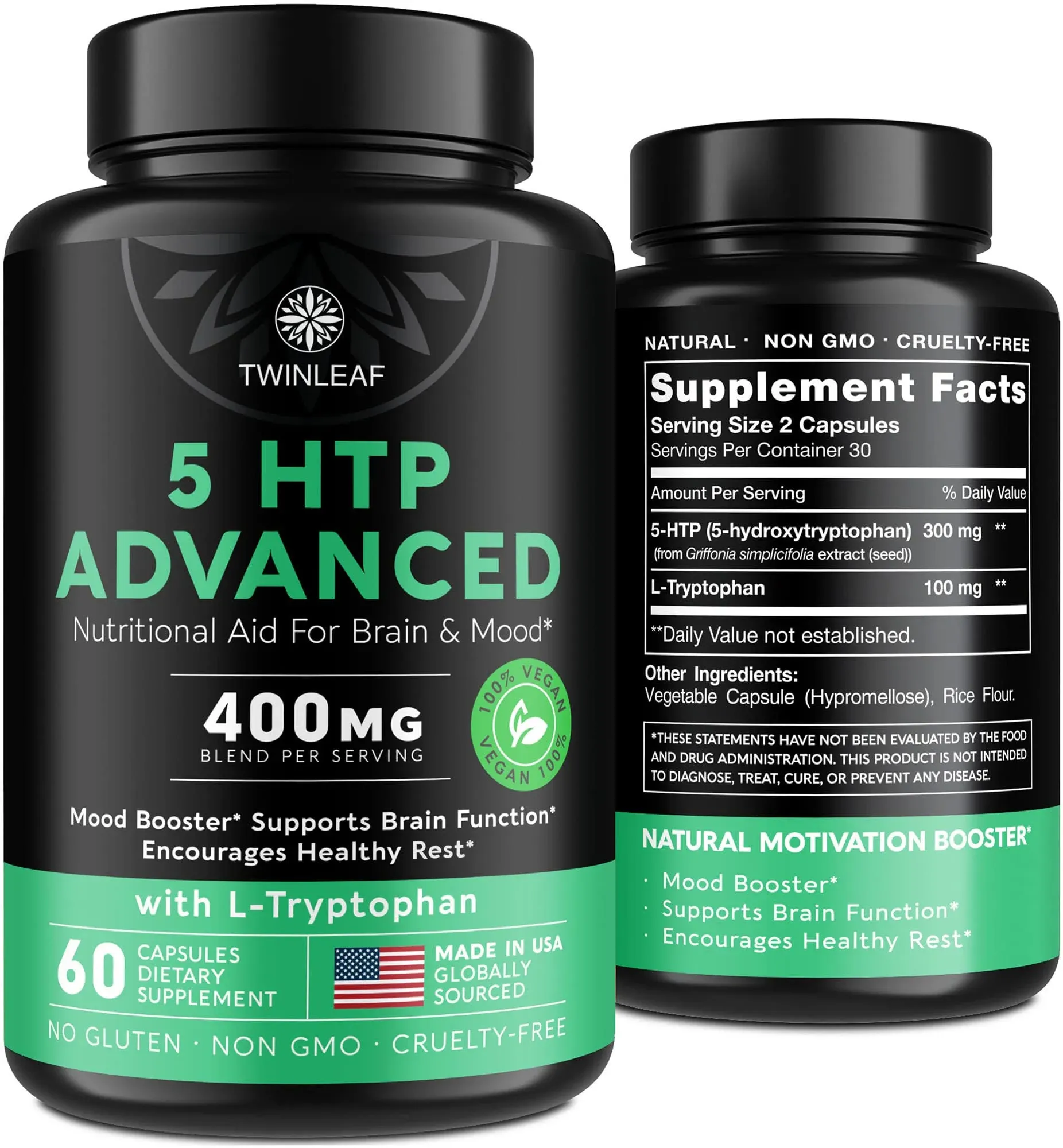 Twinleaf 5 HTP Supplement for Mood Support - Made in USA - Natural 5-HTP & L ...