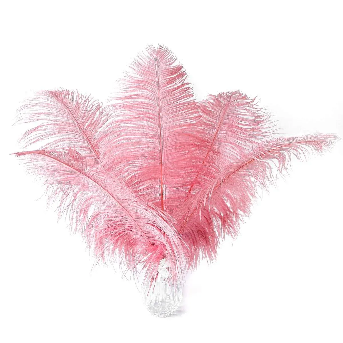 12pcs Natural Lotus Pink Ostrich Feathers 12-14inch (30-35cm) for Wedding Party ...