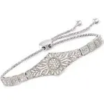 0.50 ct. t.w. Diamond Floral Openwork Bolo Bracelet in Sterling Silver  | eBay