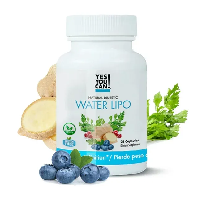 Да, вы можете! Таблетки Natural Water Lipo - Мочегонное очищение с электролитами и витаминами - Помогает при задержке воды - Без глютена, 21 капсула в бутылке (2 упаковки)