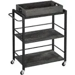 VASAGLE Industrial Bar Cart for The Home, Serving Cart with Wheels and Handle, 3