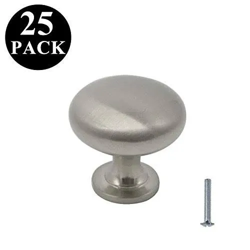 Probrico 25 Pack Cabinet Knobs Hardware,Furniture Round Knobs in Brushed Nickel Finish,1-3/16 inch(29.5mm) Diameter Kitchen Pull Knobs