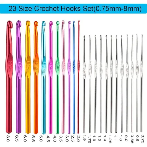 Weabetfu 121PCS Crochet Hooks & Sewing Kit,Aluminum Crochet Hooks & Lace Crochet Hook,Crocheting Hook for Knitting,Complete Crochet Set for Beginner,Traveler-Included Accessories