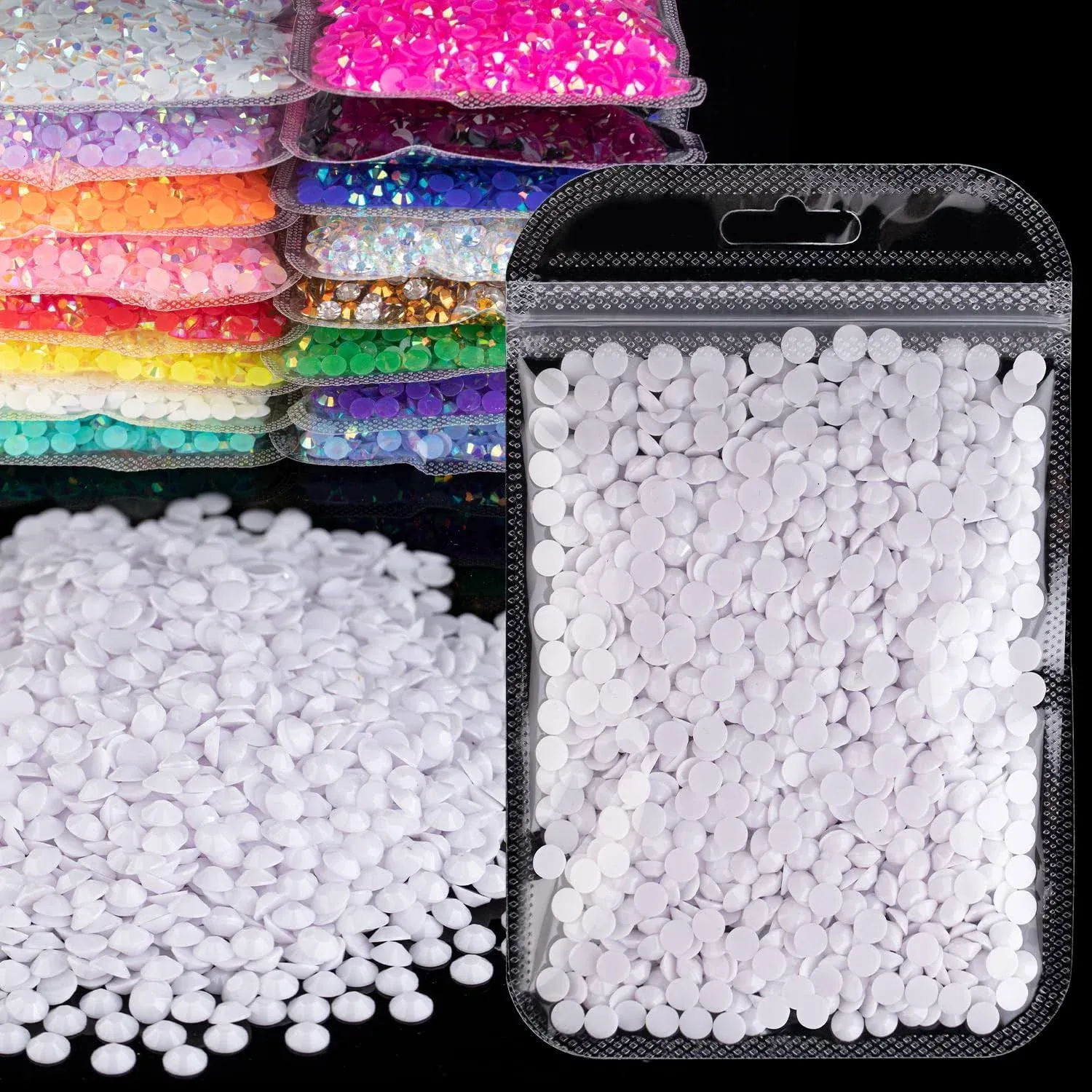 BELLEBOOST 2500pcs 5mm Resin Rhinestones Bulk, White Flatback Round Jelly ...