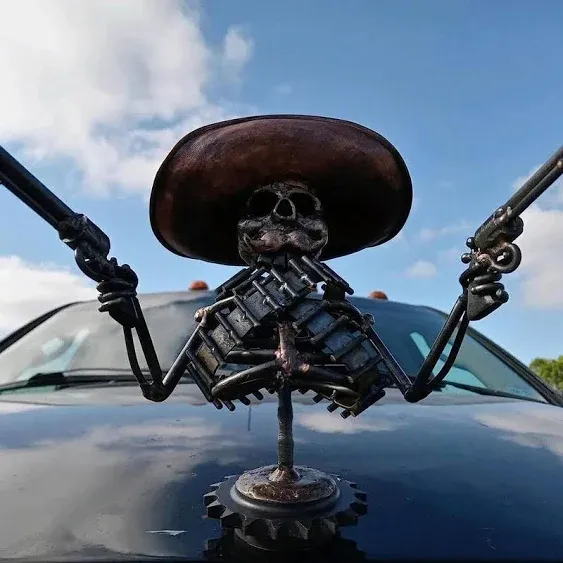 Hood Ornament Cowboy Skull Gunslinger Car Hood Ornaments Car Truck Hood Ornament Metal Skull Hood Ornament