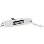 Sheffield 12245 Mini Retractable Utility Knife | Mini Boxcutter, Metal Body, Classic Style, Comes with a Chain that Allows It to Hook on to a Key Ring | Cuts Boxes, Twine, etc. | Useful for Many Jobs