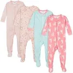 Gerber Baby & Toddler Neutral Snug Fit Footed Cotton Pajamas, 4-Pack, Sizes 0/3 Months-5T