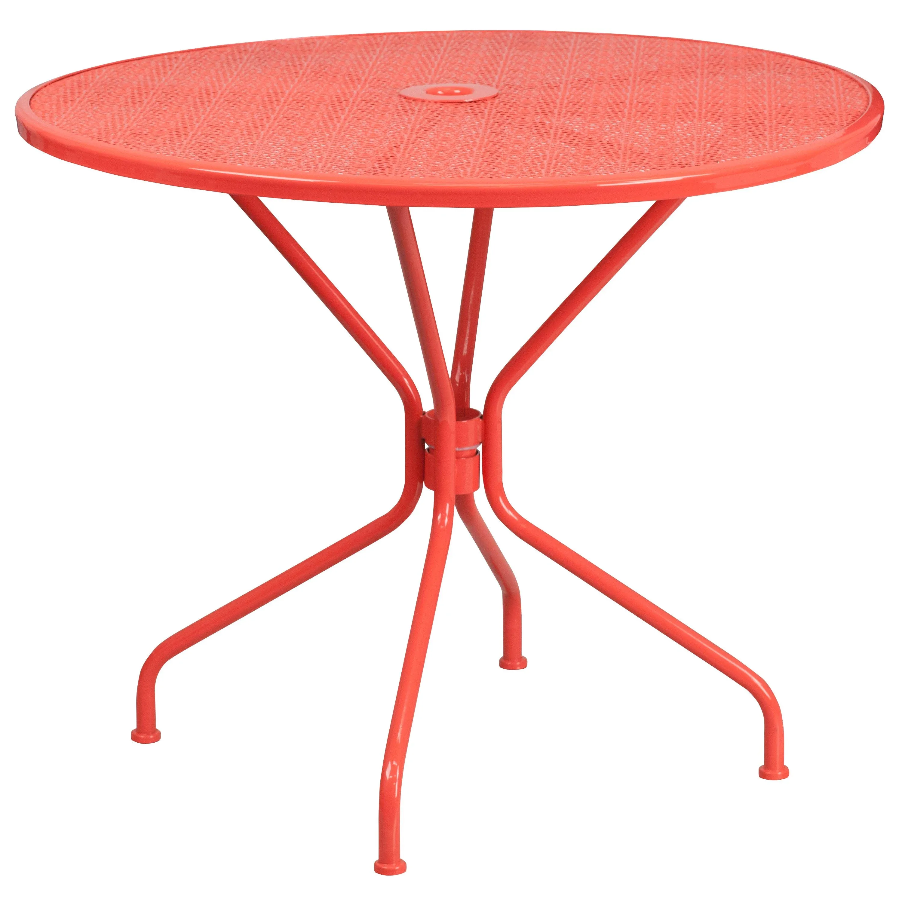 Flash Furniture 35.25 in. Round Coral Indoor & Outdoor Steel Patio Table