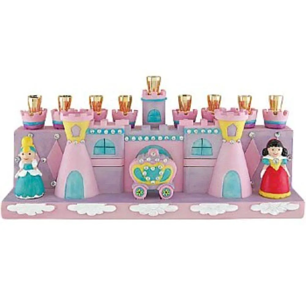 Hanukkah The Princess and Castle Menorah Functional Fairy Tale Girls Minorah fits Standard Chanukkah Candles