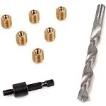 E-Z LOK 400-3 Threaded Inserts for Wood, Installation Kit, Brass, Includes 10-24 Knife Thread Inserts (6), Drill, Installation Tool