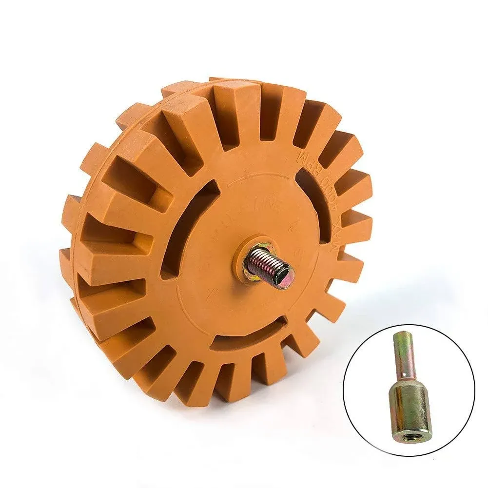 4 inch Decal Removal Eraser Wheel, Power Drill Arbor Adapter Rubber Pinstripe