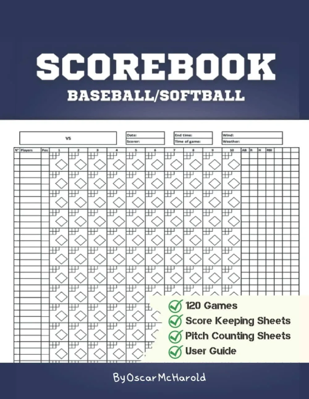 Baseball Scorebook: Softball or Baseball Scorekeeping Notebook With Pitch Counts Perfect Gift For Coaches And Fans