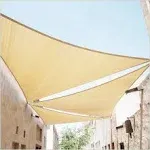 ShadeMart 8' x 8' x 8' Beige Triangle Sun Shade Sail UPF50 Canopy smTAPT08 Fabric Cloth Screen, Water Air Permeable & UV Resistant, Heavy Duty, Carport Patio Outdoor - (We Customize Size)