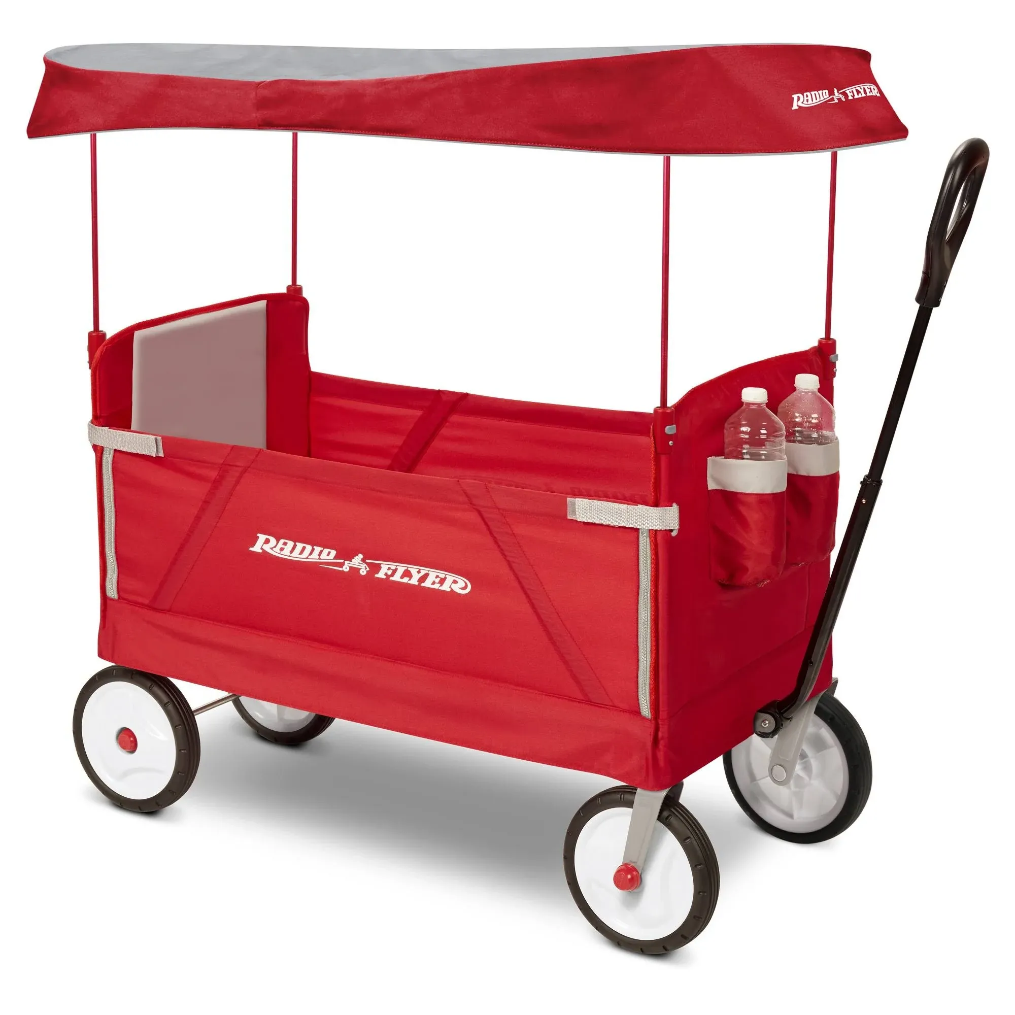 Radio Flyer, 3-in-1 off-Road EZ Folding Kids Wagon with Canopy, Puncture Proof Tires, Red