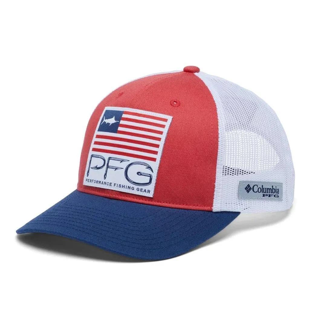 Columbia PFG Trucker Patch Snapback - O/S - Red