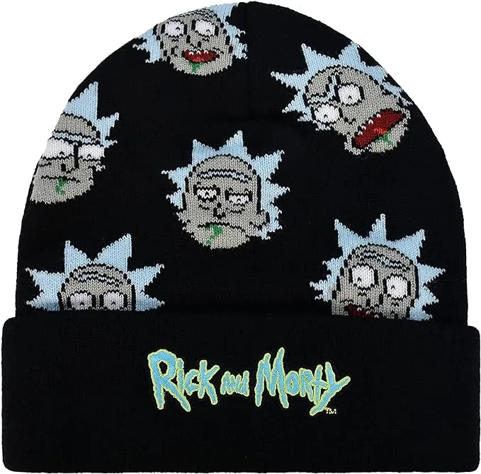 Concept One Morty Logo and Rick Sanchez Head Knitted Cuff Beanie Hat