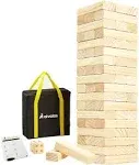 Aivalas 56 Pcs Giant Tumble Tower, Wooden Stacking Block Game with Scoreboard&Carrying Bag, Classic Outdoor Backyard Lawn Game for Kids Adults Family