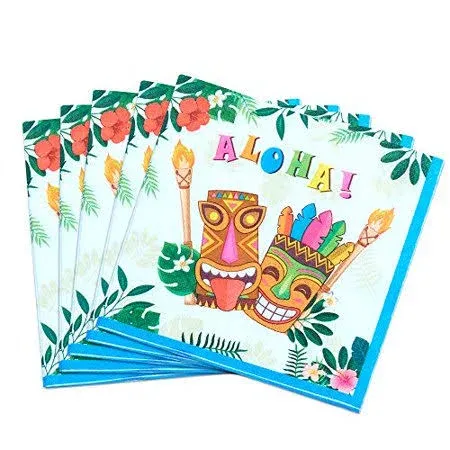 WERNNSAI Hawaiian Luau Party Supplies - 50pcs Tropical Tiki Aloha Party Napkins ...