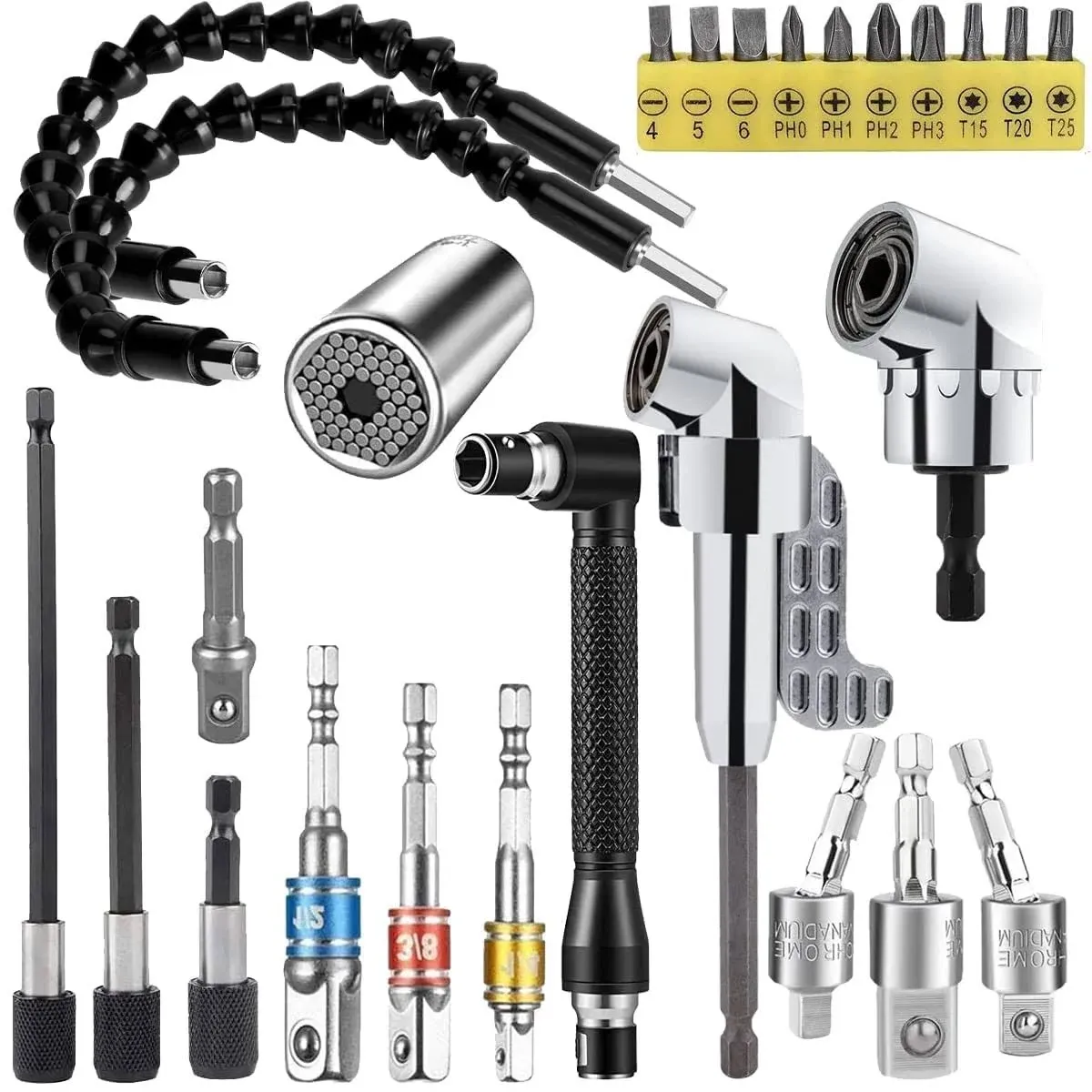 YENJO 26 Pcs Flexible Drill Bit Extension Set