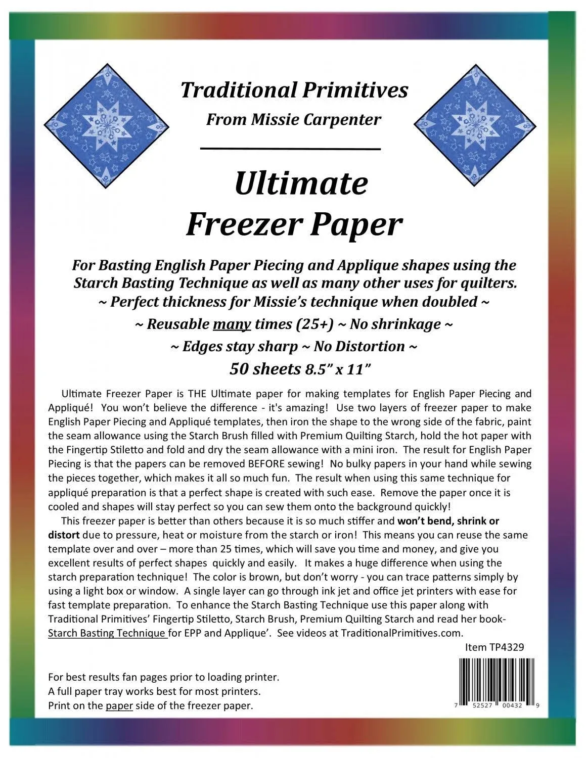 Traditional Primitives Ultimate Freezer Paper 50ct Patterns