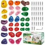 TOPNEW 32 Rock Climbing Holds Multi Size for Kids, Adult Rock Wall Holds Climbing Rock Wall Grips for Indoor and Outdoor Playground Play Set - Includes 2 Inch Mounting Hardware