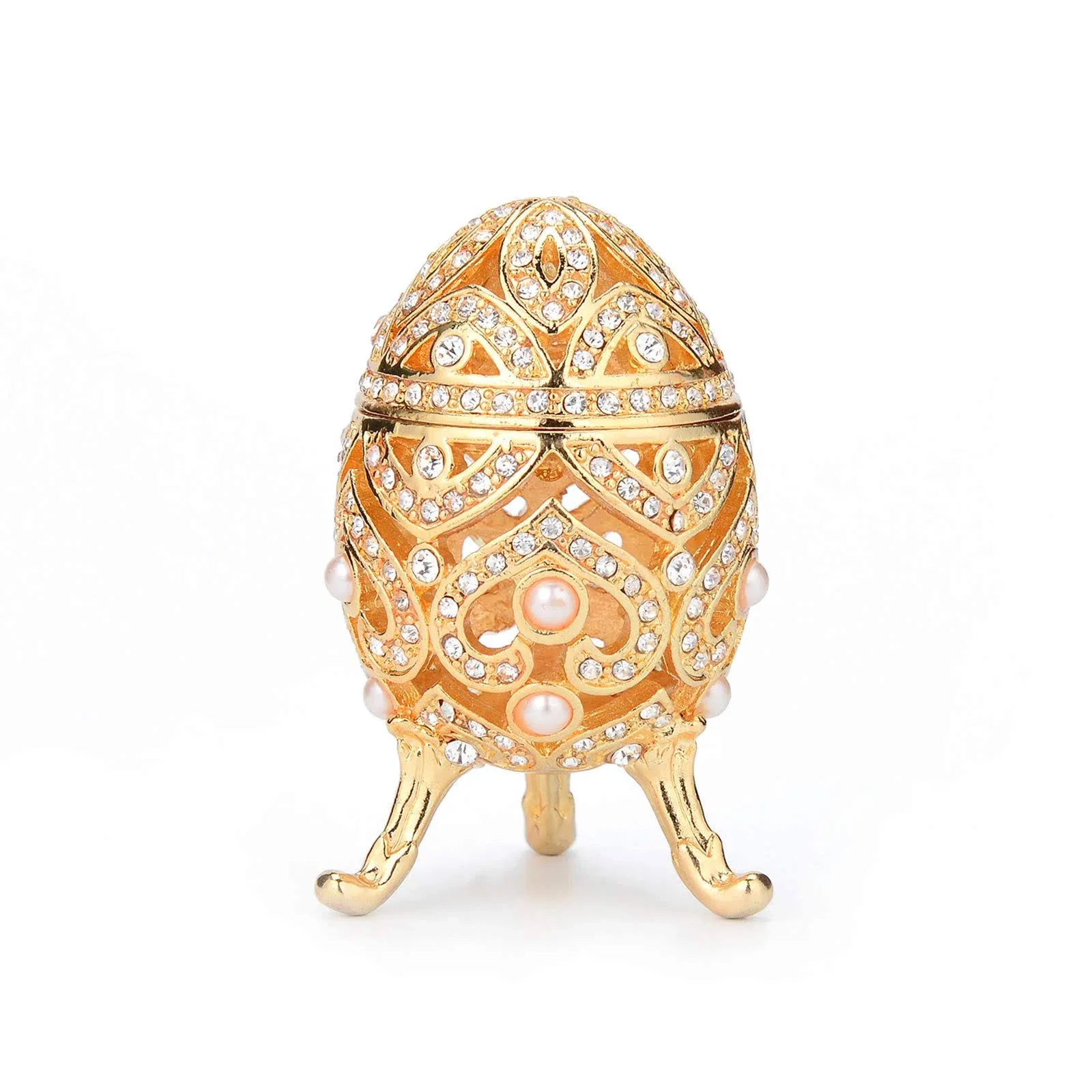 FASALINO Faberge Egg Jewelry Trinket Box with Hinged Classic Hand-Painted ...