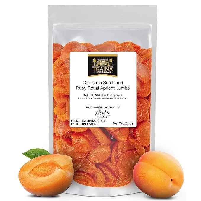 Traina Foods Sun Dried Apricots Jumbo Ruby Royal 5 Pound Seasonal Limit