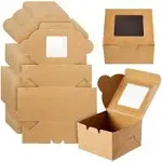 Juvale 25 Pack Kraft Paper Cake Box with Display Window, 4 x 4 x 2.3 Inches, Brown