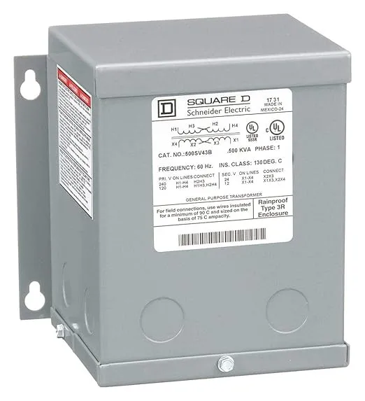 Square D 500VA Buck Boost Transformer, Input Voltage: 120VAC, 240VAC, Output Voltage: 12VAC, 24VAC