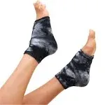 ZenToes Moisturizing Heel Socks 2 Pairs Gel Lined Toeless Spa Socks to Heal and Treat Dry, Cracked Heels While You Sleep (Regular, Black Tie Dye)