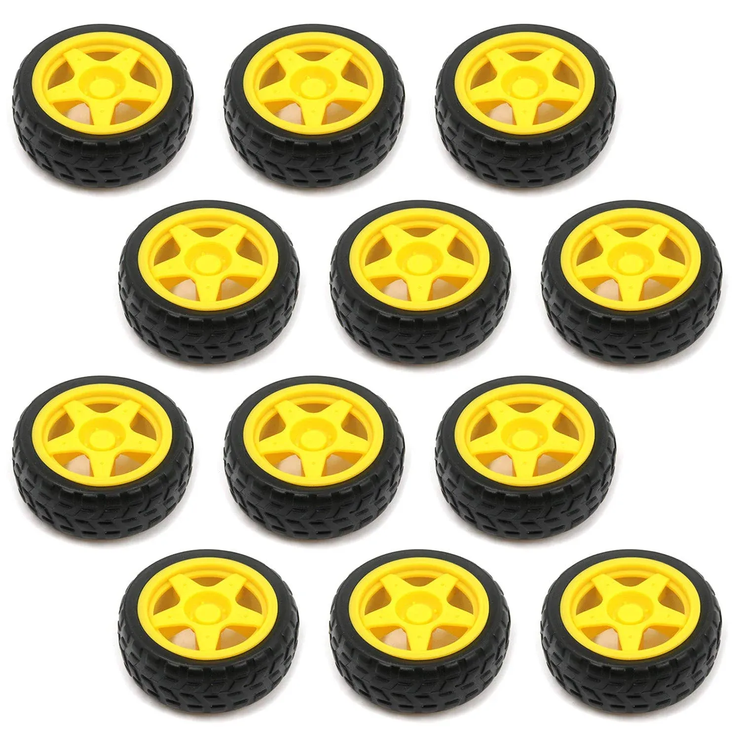 T Tulead Toy Tire Wheels Plastic Wheels Robot Parts 2.6-Inch Diameter Gear Wheel Pack of 12