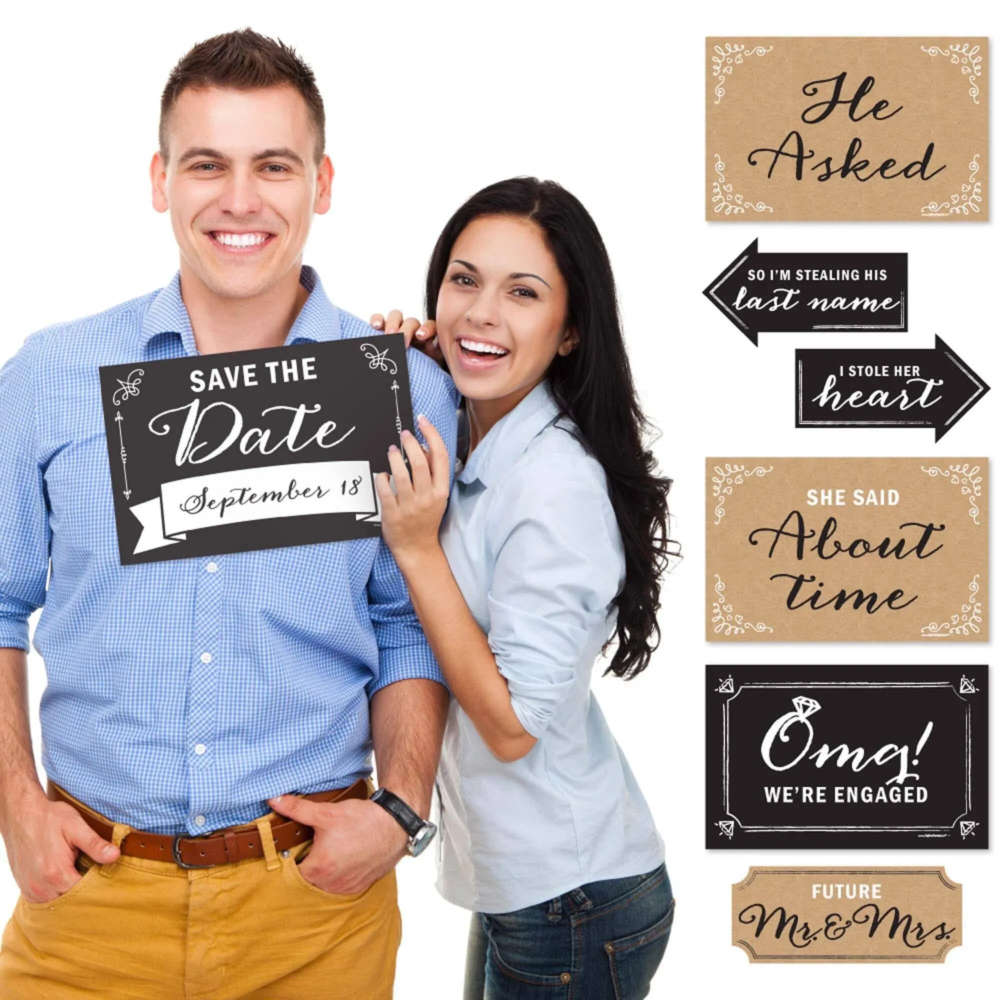 Engagement Announcement - Photo Prop Kit - 10 Count