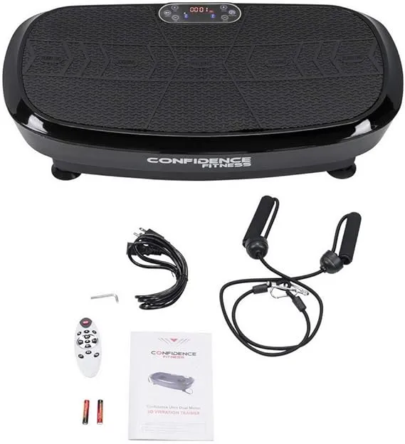 Confidence Fitness Vibration Plate Trainer 3D Dual Motor Exercise Machine Black