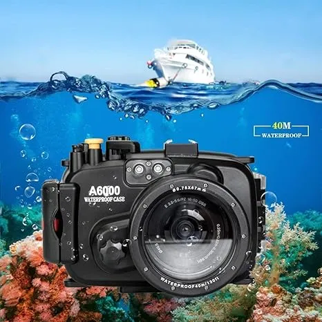 Sea Frogs 130ft/40m Underwater Camera Housing Waterproof Diving Case for Sony A6000 with 16-50mm Lens (Housing + Red Filter)