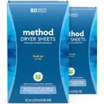 Dryer Sheets, Fresh Air, 80 Sheets, 2 pack, Packaging May Vary