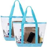 VENO Clear Bag Transparent Vinyl PVC Tote, Outdoor, Beach, Pool