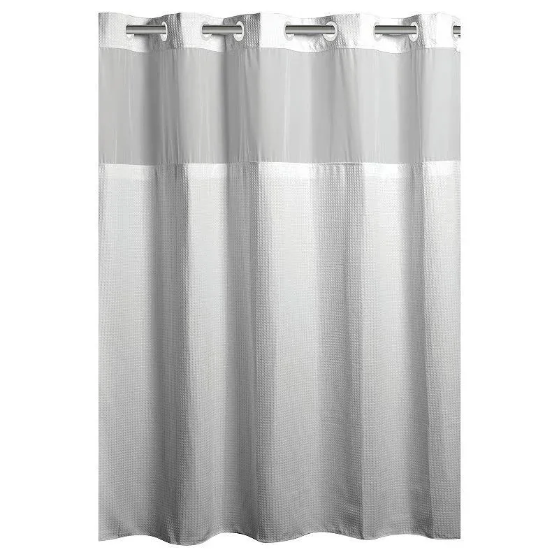 SureFit White Microfiber Hookless Shower Curtain with Peva Liner, 71 x 74 in.