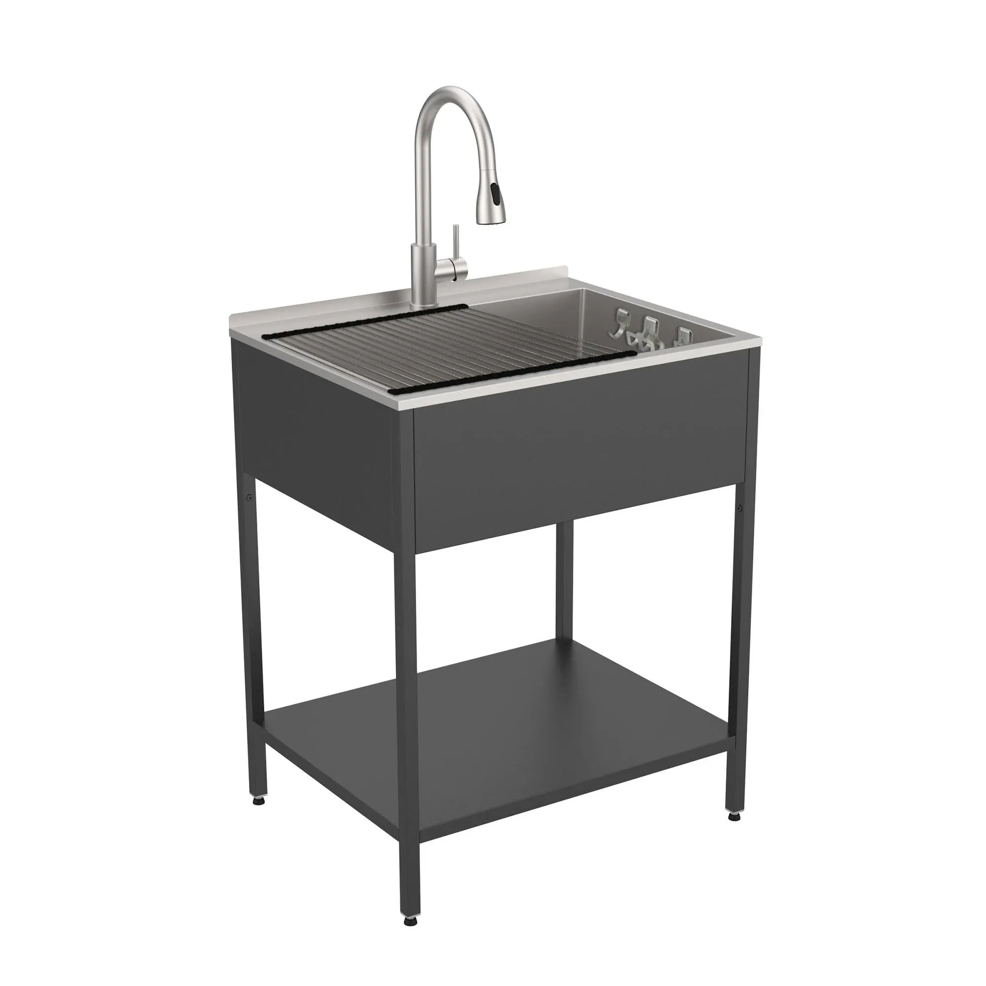 Transolid TRS_K-EWS-2822S 28" Free Standing Single Basin Stainless - Matte Black