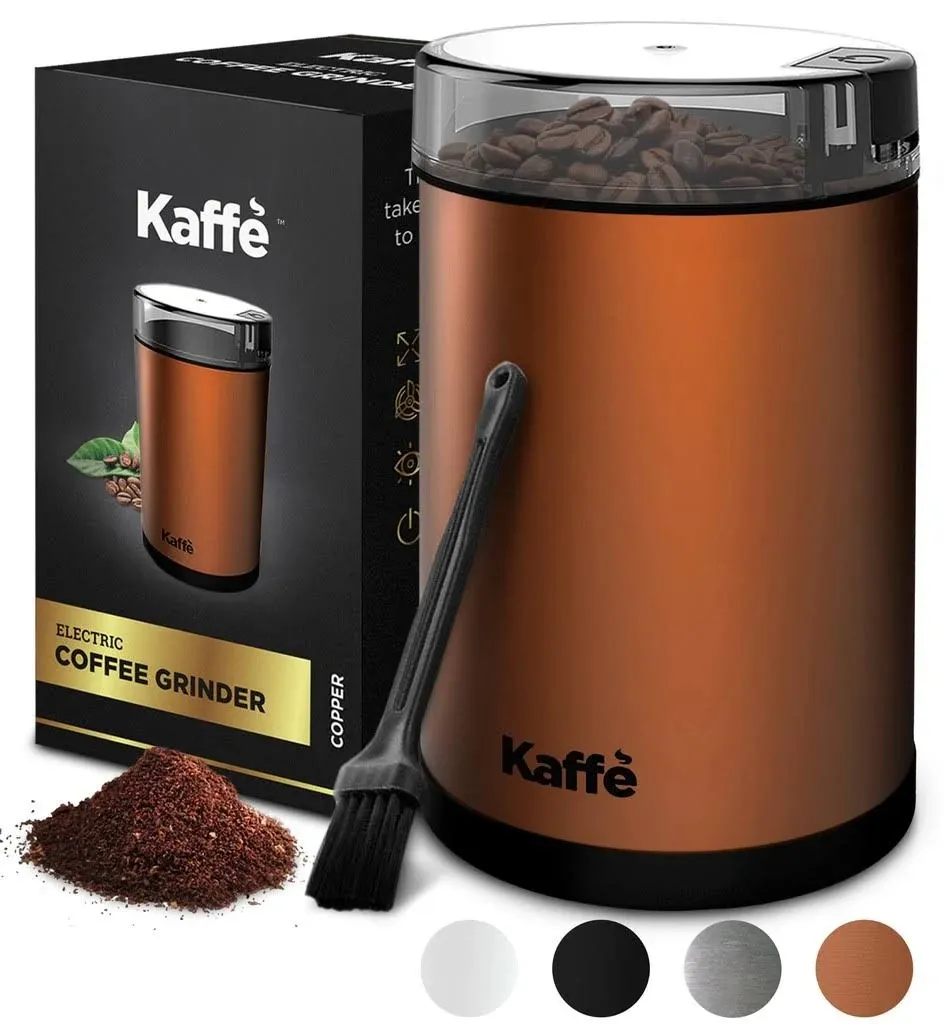 Kaffe Electric Coffee Grinder with Cleaning Brush - Copper